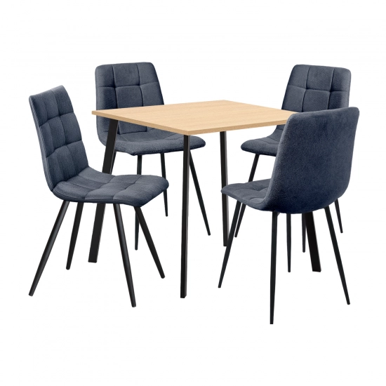 Jídelní stůl 80x80 BERGEN dub + 4 židle BERGEN šedá
