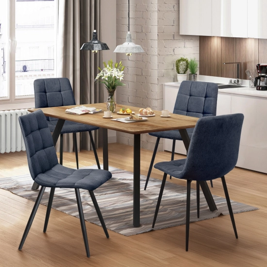 Jídelní stůl 140x80 BERGEN dub + 4 židle BERGEN šedá