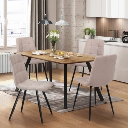 Jídelní stůl 140x80 BERGEN dub + 4 židle BERGEN béžová