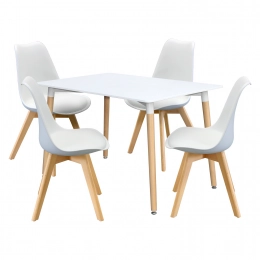Jídelní stůl 120x80 UNO bílý + 4 židle QUATRO bílé