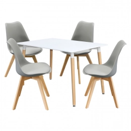 Jídelní stůl 120x80 UNO bílý + 4 židle QUATRO šedé
